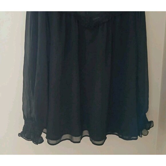 Torrid Crinkle Chiffon Ruffle Blouson Sleeve Blouse Size 2 2X 18 20 Black Work - Picture 4 of 10